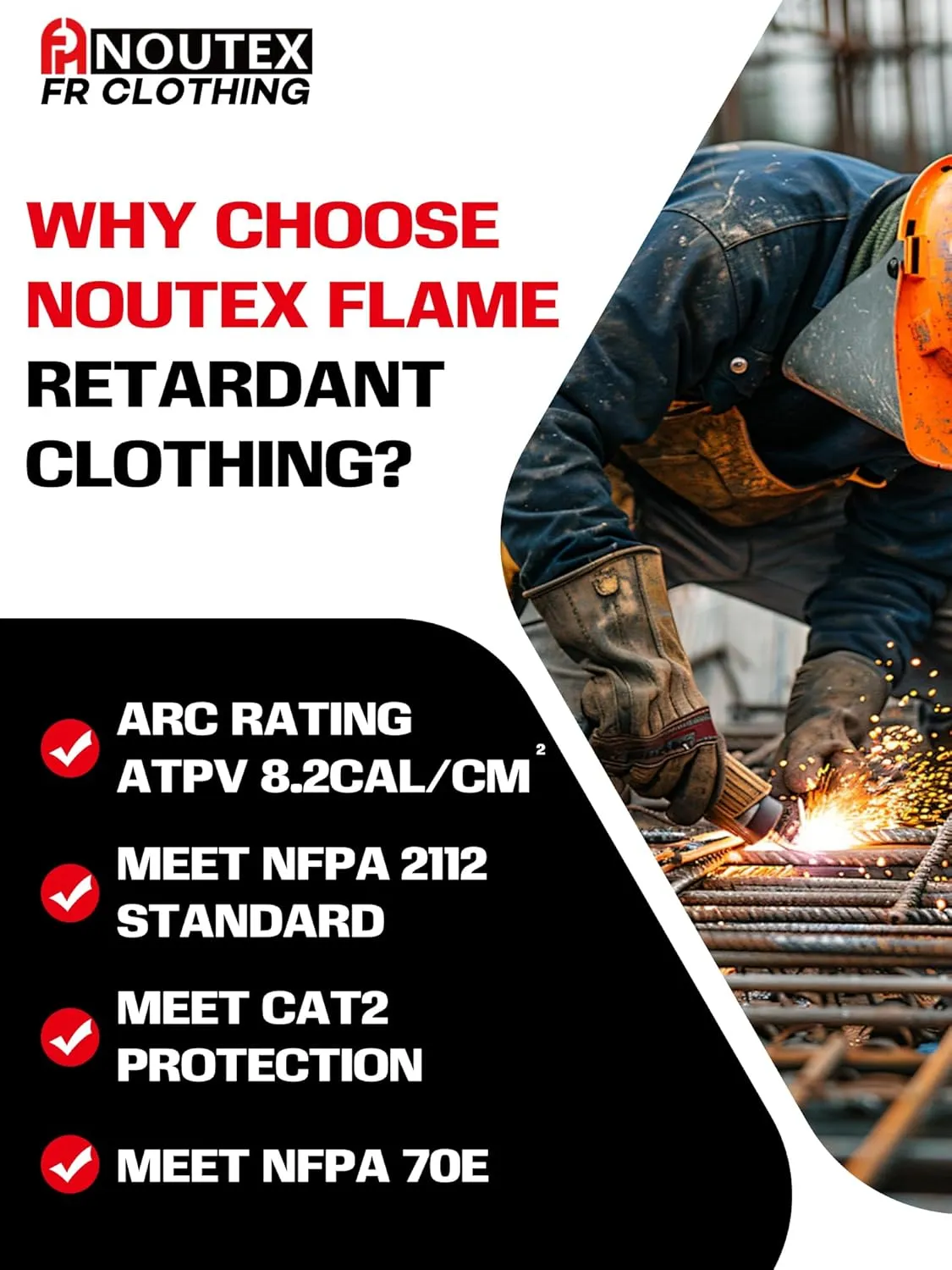 FR Ristop Shirts for Men 6.5oz 100% Cotton Flame Resistant Fr Shirts NFPA2112 Men's Fire Retardant Welding Shirt