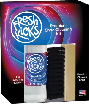 Fresh Kicks Shoe Cleaner Kit - Fabric Cleaner for Leather, Whites, and Canvas Sneakers - 4 oz. Bottle and Brush
