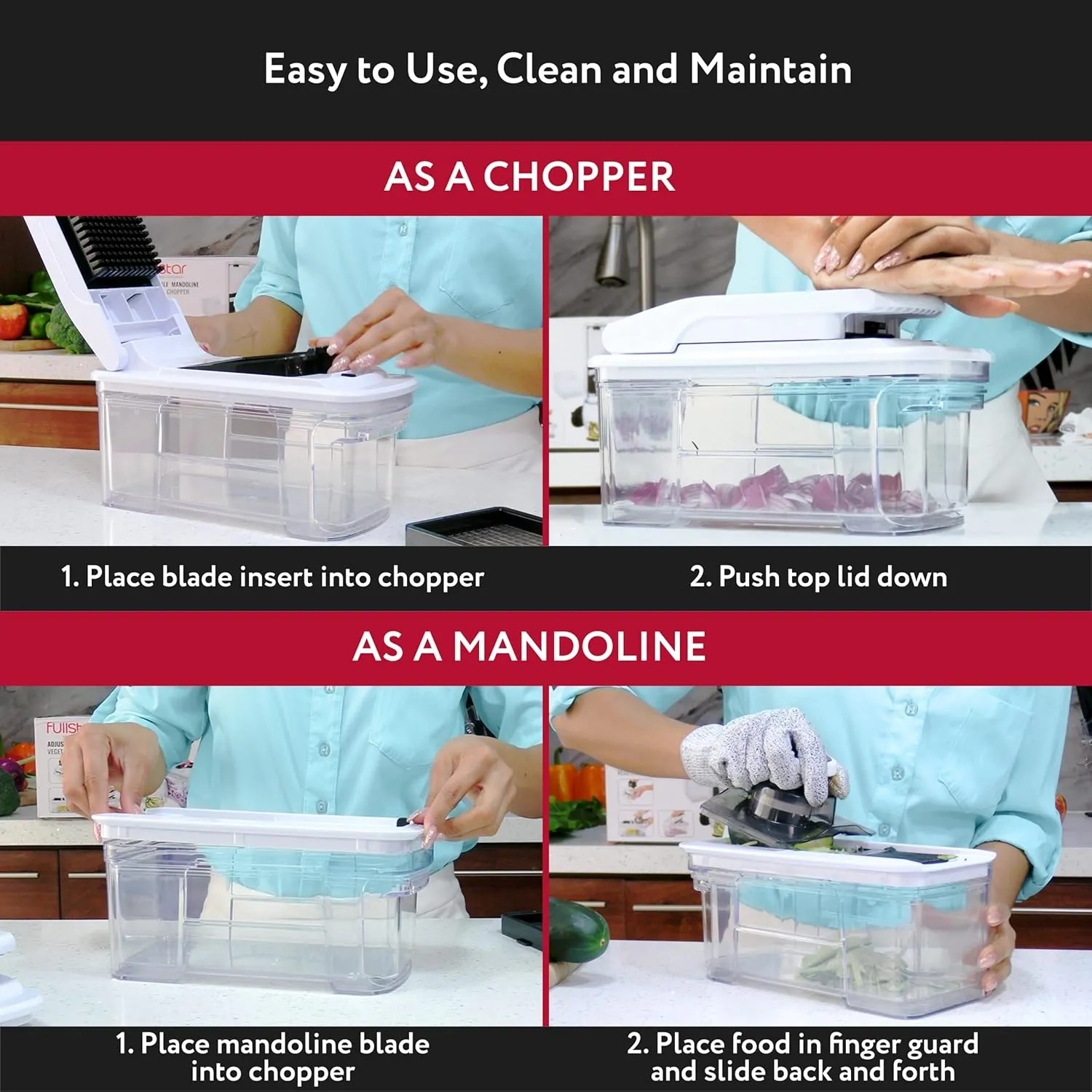 Fullstar All-in-1 Vegetable Chopper and Mandoline Slicer for Kitchen - Cheese Grater, French Fry Cutter, Cheese Slicer - Bonus Handheld Spiralizer Included (6 in 1, Black/White)