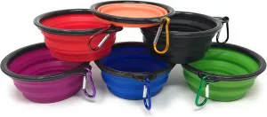 Funiverse Bulk Pack 6 Collapsible Silicon Travel Dog Water or Food Bowl