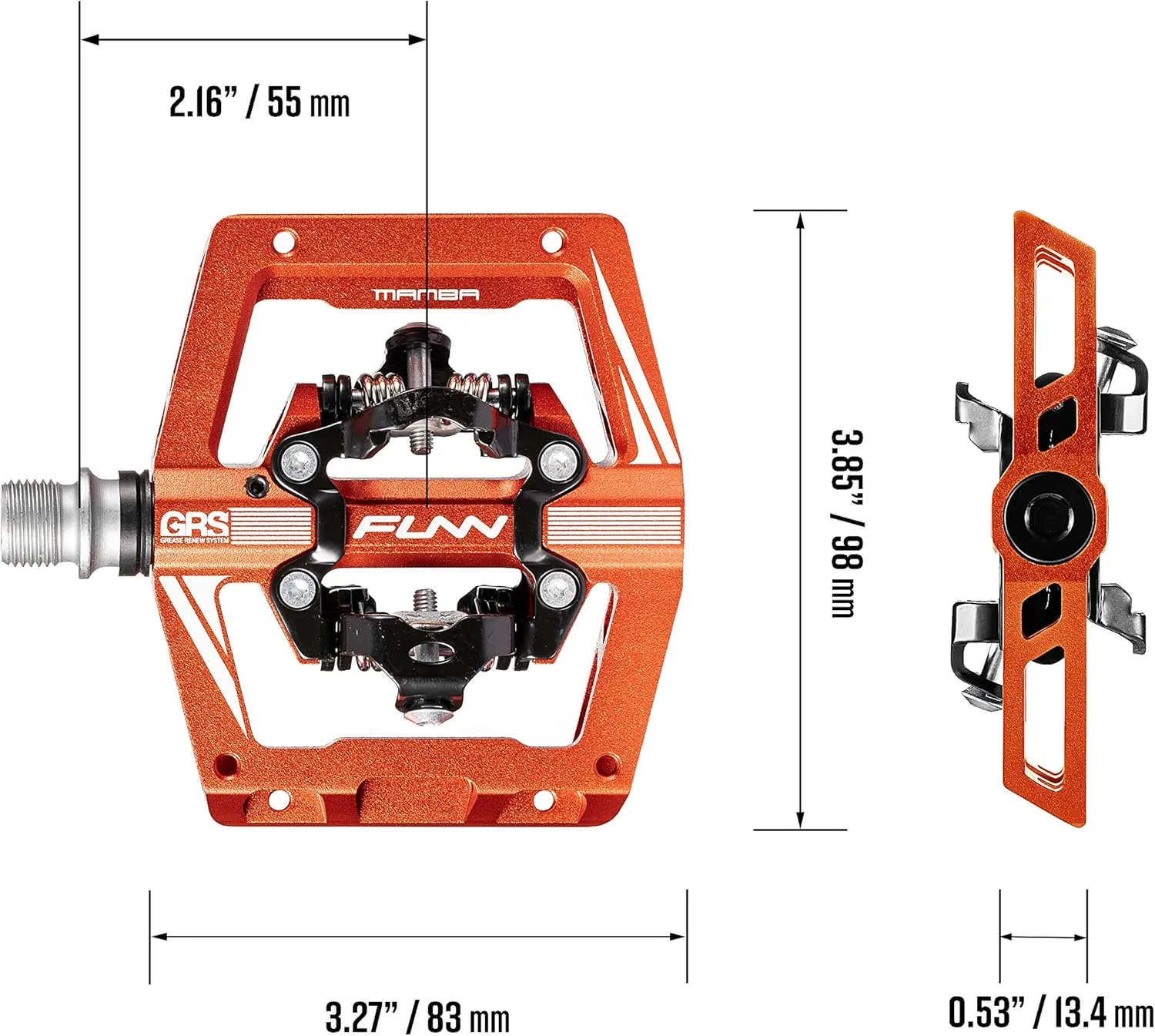 Funn Mamba S MTB Clipless Pedals, Double Sided Clip Compact Platform Mountain Bike Pedals, Compatible with SPD Cleats, 9/16-Inch CrMo Axle Bicycle Pedals for MTB/BMX/Gravel Cycling