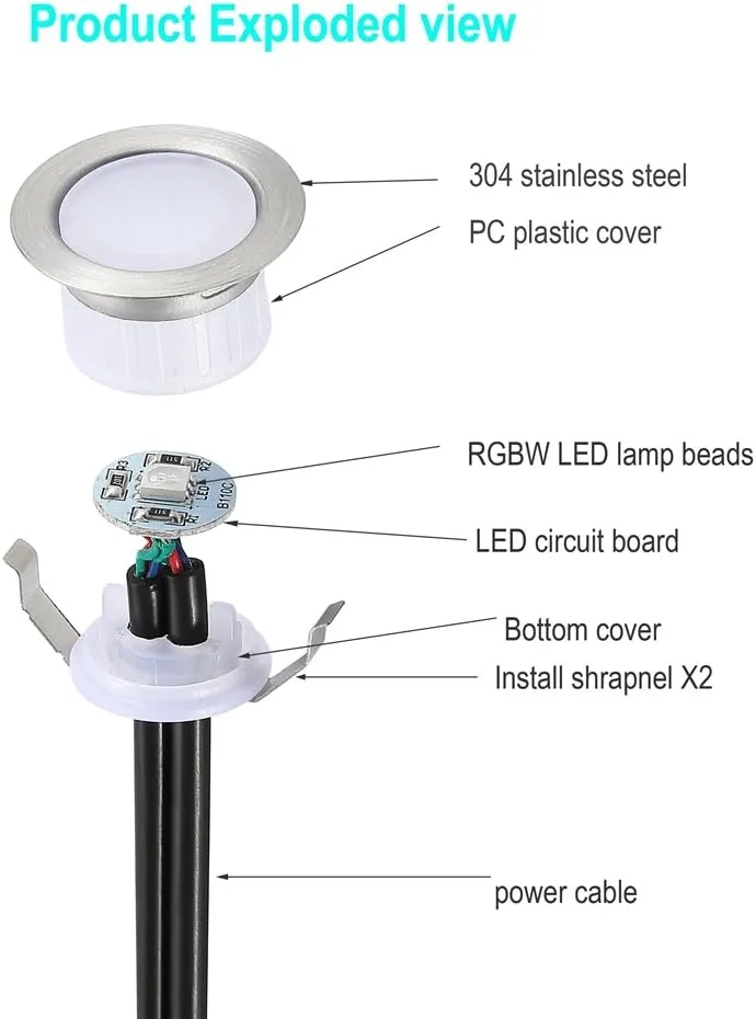 FVTLED LED Deck Lights Kit, 20pcs Φ1.22 Smart WiFi Control Low Voltage RGBW Recessed LED Lighting Works with Alexa & Google Assistant, Waterproof Deck Stair Lights for Yard Garden Stair Patio Pool