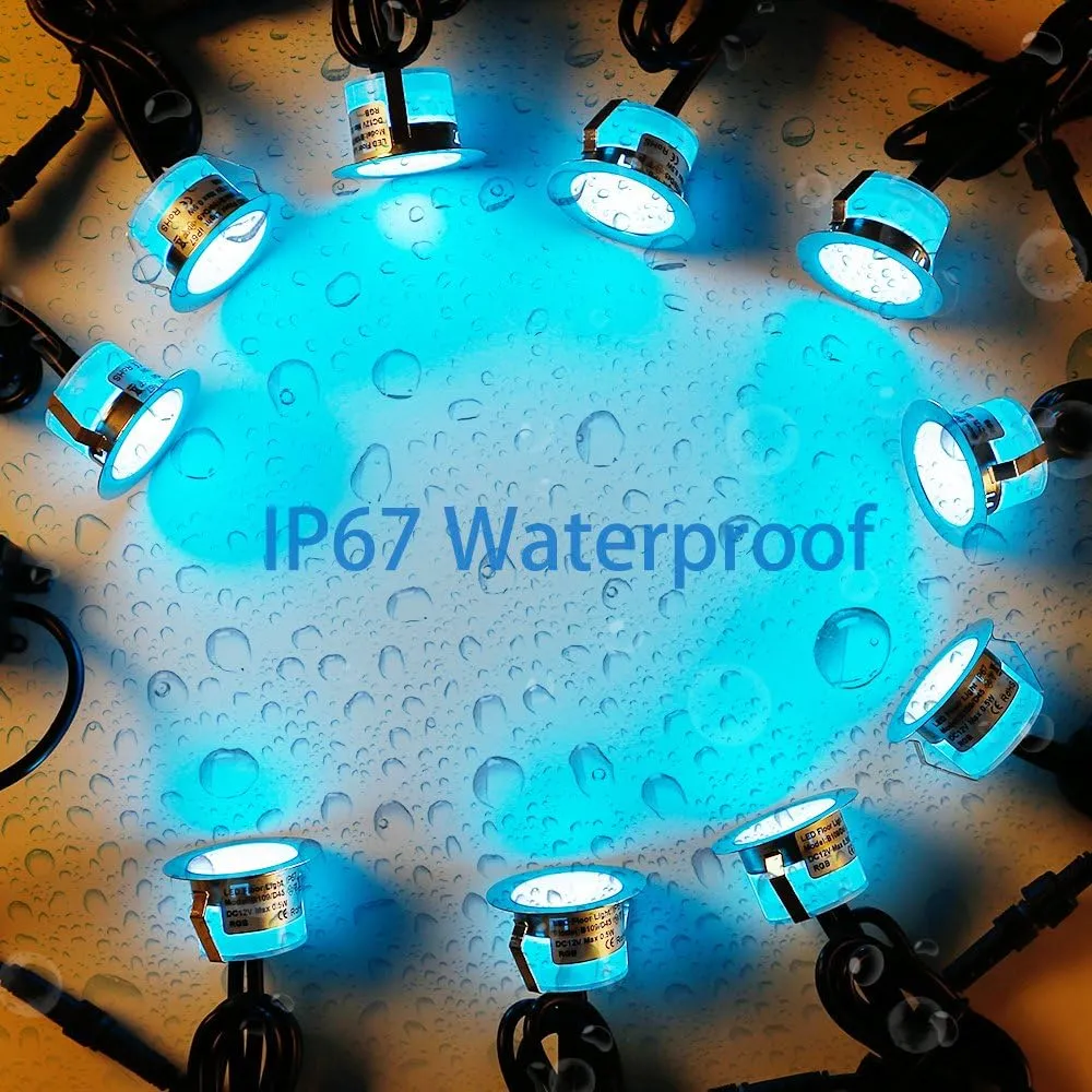 FVTLED LED WiFi RGB Deck Lights Kits, 30pcs Φ1.77 WiFi Controller Low Voltage LED Step Lights Kit Compatible with Alexa Google Home WiFi Wireless Smart Phone LED Inground Lights