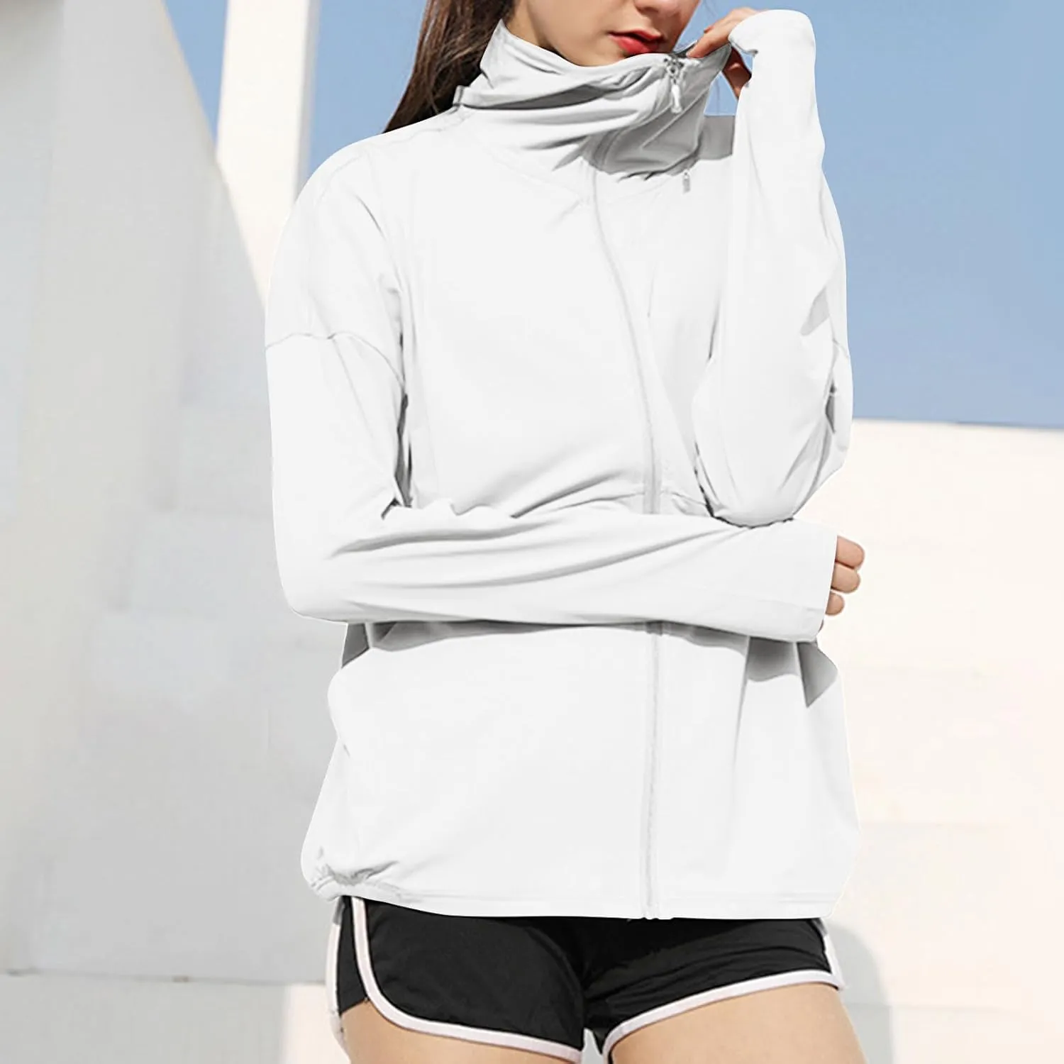 FZYLQY Women's UPF 50  Lightweight Athletic Jacket Full Zip UV Long Sleeve Hoodies SPF Lightweight Jacket Hiking Outfits