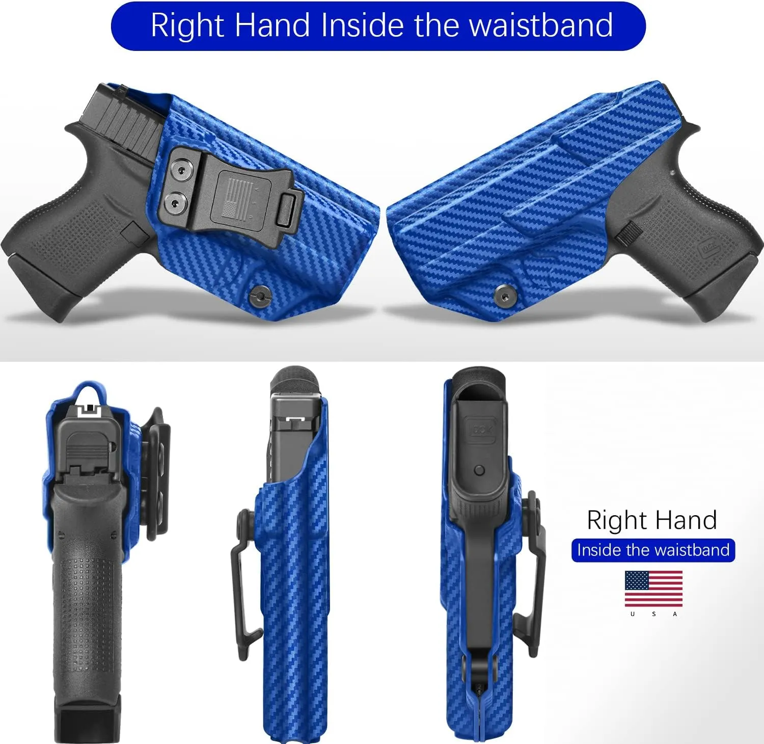 G43 Holster IWB Kydex Fit: Glock 43, 43X & 43X MOS Pistol – Inside Waistband Concealed Carry – Adjustable Cant & 'Posi-Click' Retention – No Wear - No Jitter - USA Made - Right Hand Draw