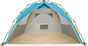 G4Free Deluxe XL Pop Up Beach Tent, 3-4 Persons Easy Setup Sun Shelter Canopy with UPF 50  UV Protection Extral Wide 70.9 in