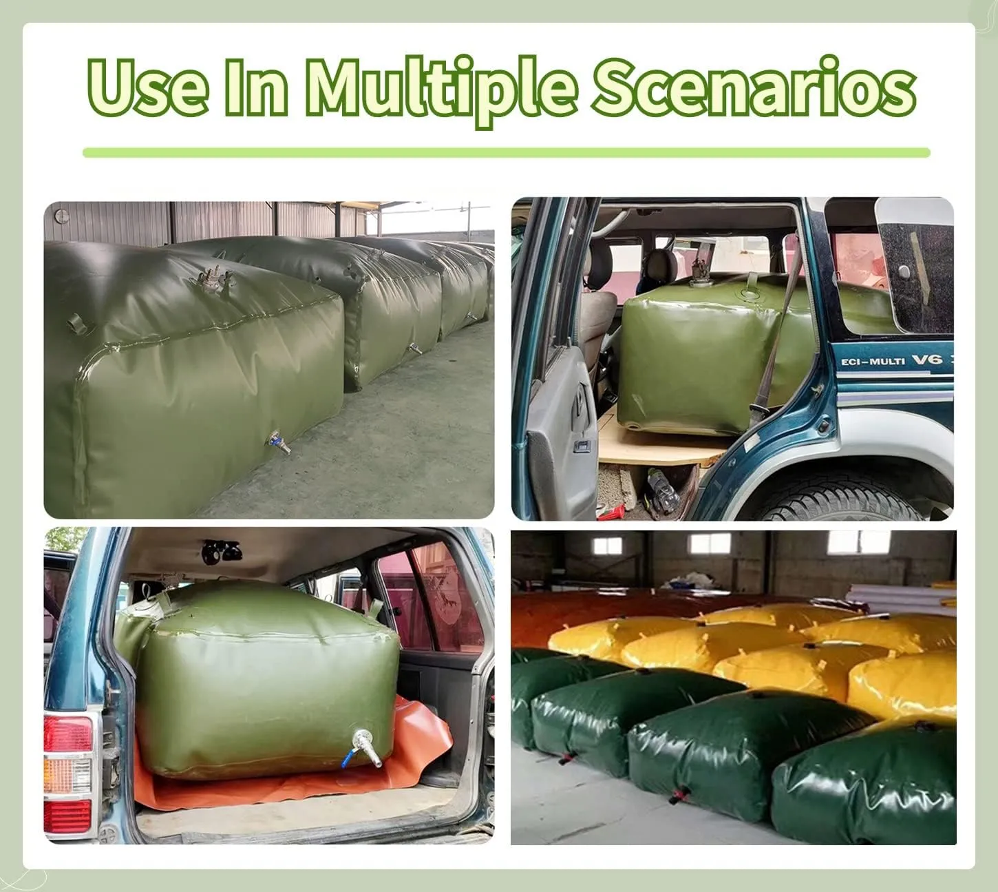 Gallon Water Bladder Storage Containers,100/200/500/800/1000/1320/1585, Drought Resistance, Fire Prevention, Emergency Water(3x2x0.85m/5100L/1347Gallon)