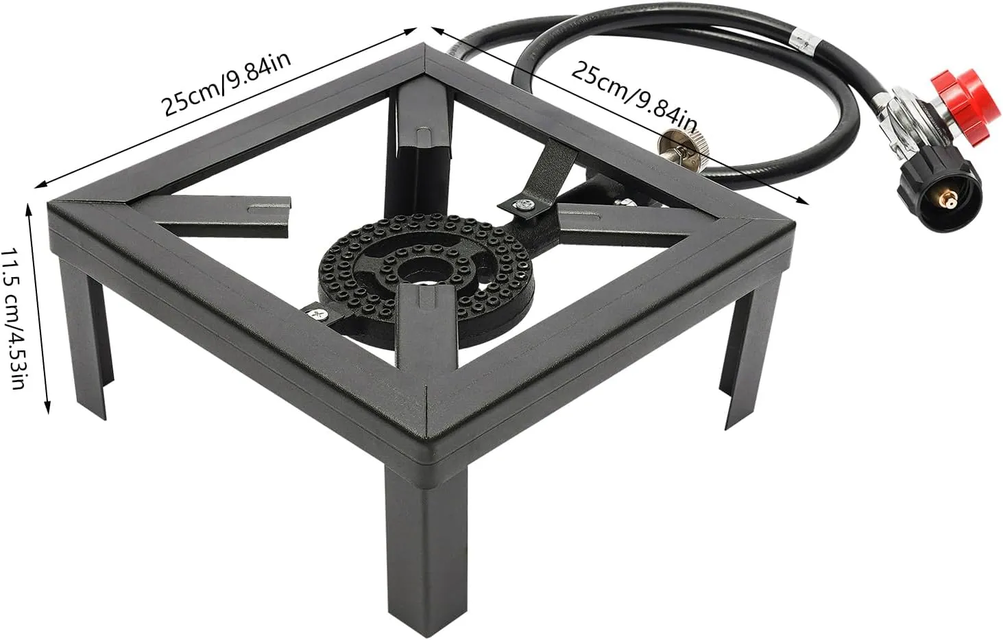 Gas Stove Burner, Portable Stove Propane Burner with Regulator Hose, Cast Iron Stove Burner Propane Cooker for Outdoor Camping, Barbecue, Grilling, Tailgating and Hiking (Single Burner)