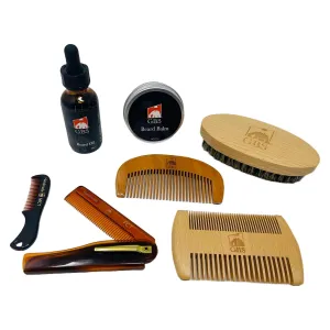 G.B.S Travel Size Beard Care Kit - Includes Beard Conditioning Balm, Beard Oil, Dual Sided Wooden Beard Styling Comb, and Mustache Comb - Perfect for On the Go Grooming