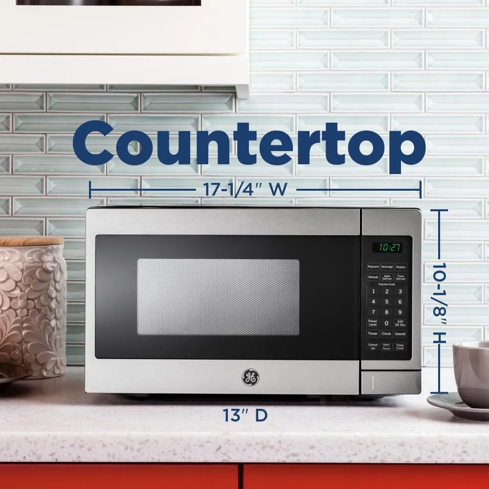 GE GCHK07N1WSS Microwave Oven, 700-watt 6 Auto Cooking Settings, Child-Lock Technology, Kitchen Essentials for The Countertop, Dorm Room or Apartment, 0.7 Cu. Ft, Stainless Steel