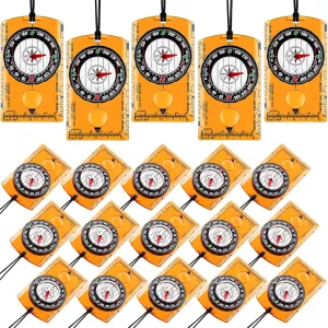 Geiserailie 20 Pcs Orienteering Compass Navigation Backpacking Compass Hiking Compass Map Reading Survival Compass Scout Compass for Kids Bulk for Navigation, Survival Outdoor Exploring, Orange