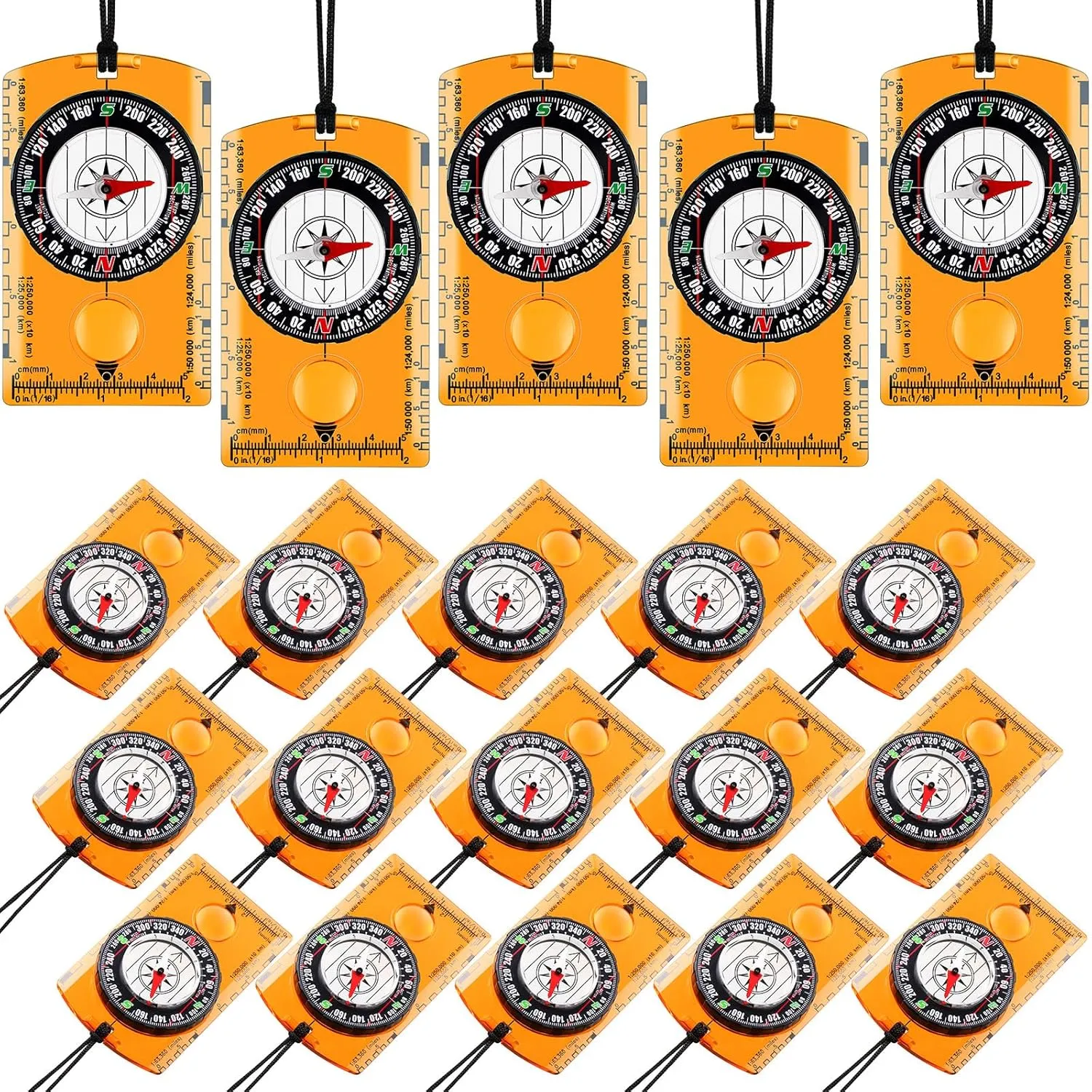 Geiserailie 20 Pcs Orienteering Compass Navigation Backpacking Compass Hiking Compass Map Reading Survival Compass Scout Compass for Kids Bulk for Navigation, Survival Outdoor Exploring, Orange
