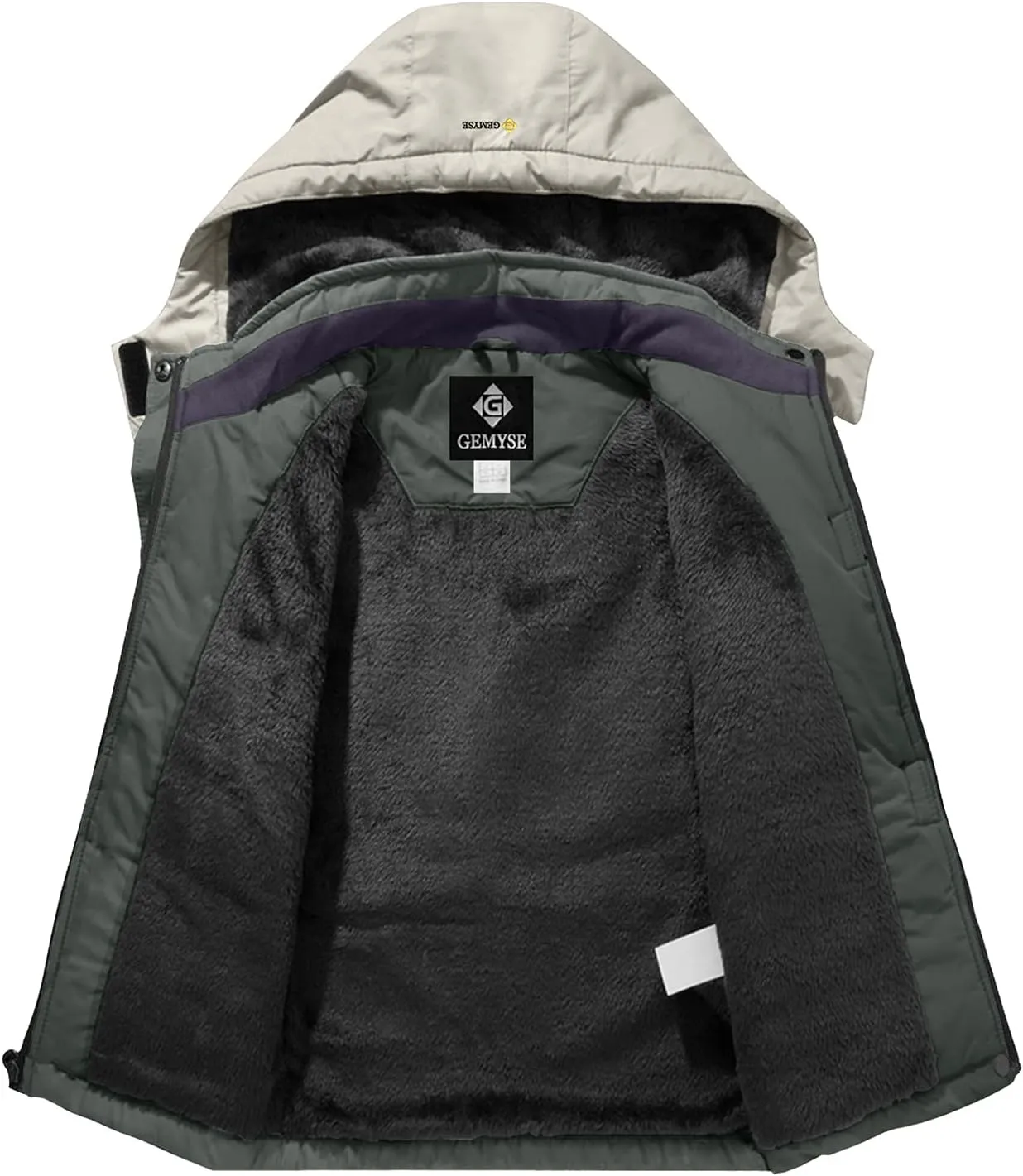 GEMYSE Boy's Waterproof Ski Snow Jacket Hooded Fleece Windproof Winter Jacket