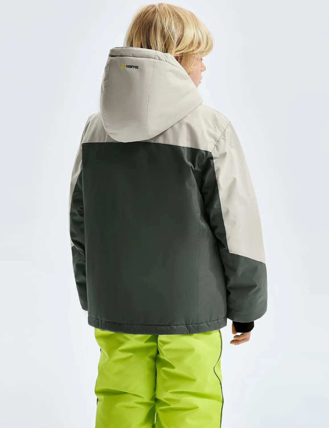 GEMYSE Boy's Waterproof Ski Snow Jacket Hooded Fleece Windproof Winter Jacket