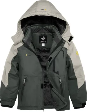 GEMYSE Boy's Waterproof Ski Snow Jacket Hooded Fleece Windproof Winter Jacket
