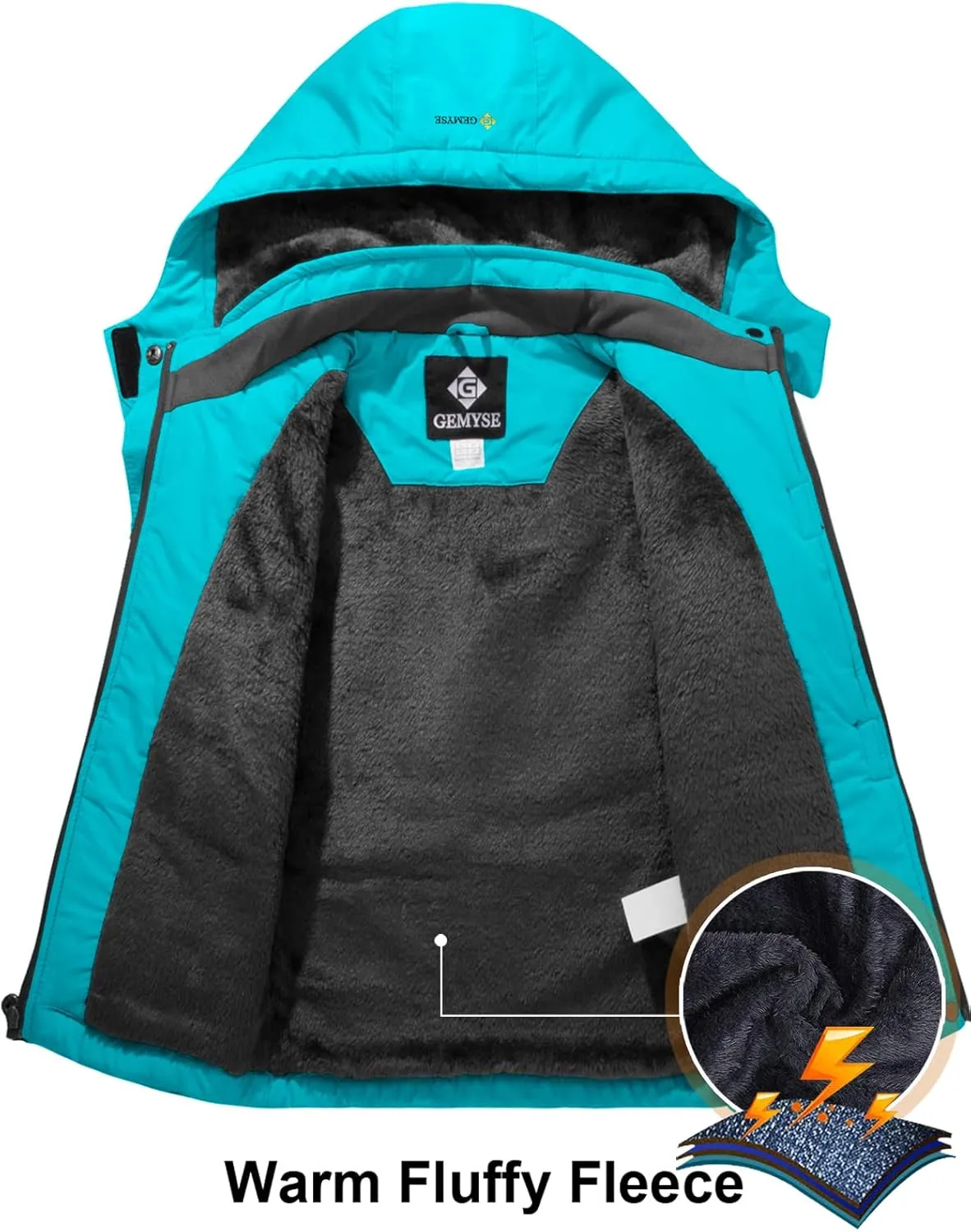 GEMYSE Girl's Waterproof Ski Snow Jacket Hooded Fleece Lined Windproof Winter Jacket