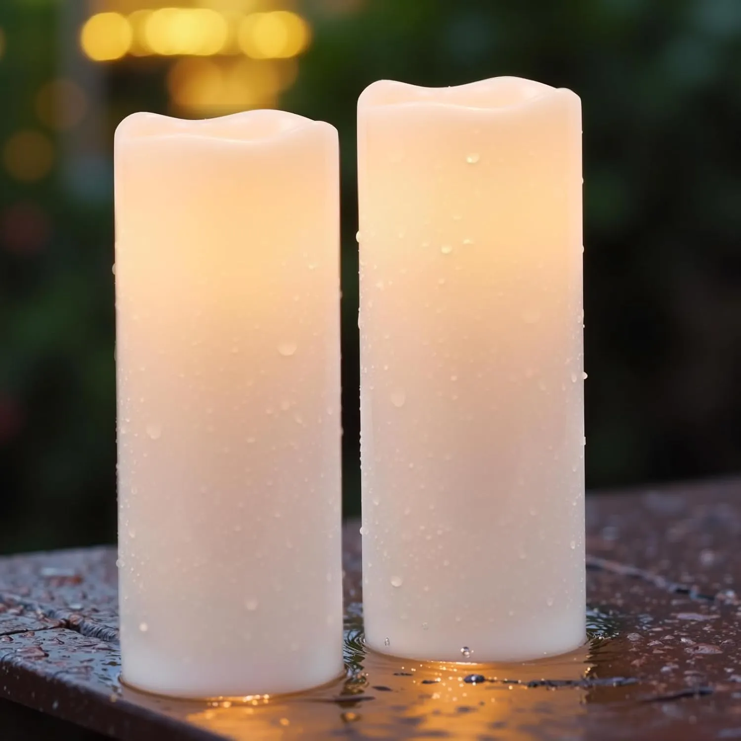GenSwin Waterproof Large Flameless Candles with Remote for Lanterns, 2 Pack 4" x 10" Battery Operated with Timer, LED Pillar Candles Flickering for Indoor Outdoor Lanterns, Long-Lasting for Decor