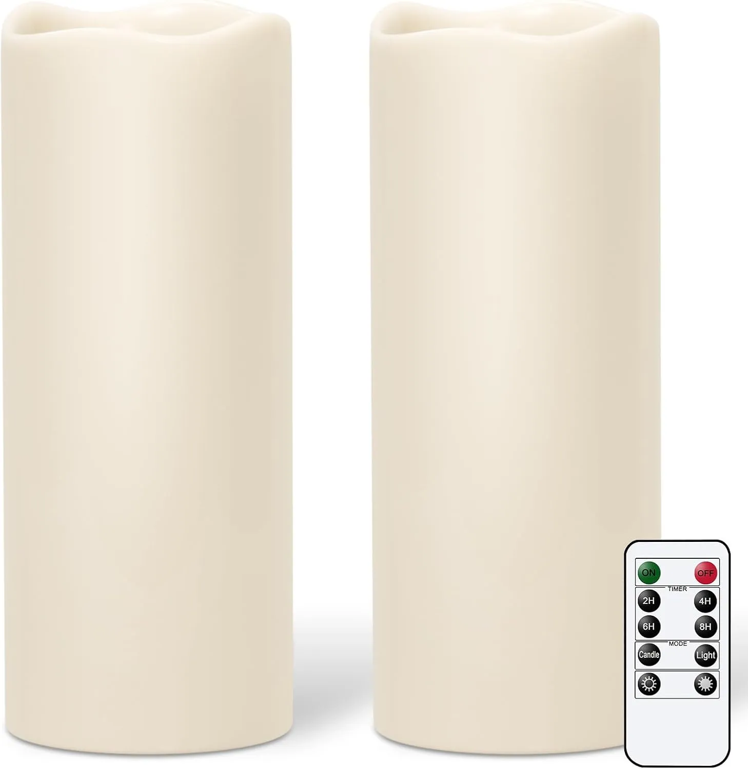 GenSwin Waterproof Large Flameless Candles with Remote for Lanterns, 2 Pack 4" x 10" Battery Operated with Timer, LED Pillar Candles Flickering for Indoor Outdoor Lanterns, Long-Lasting for Decor