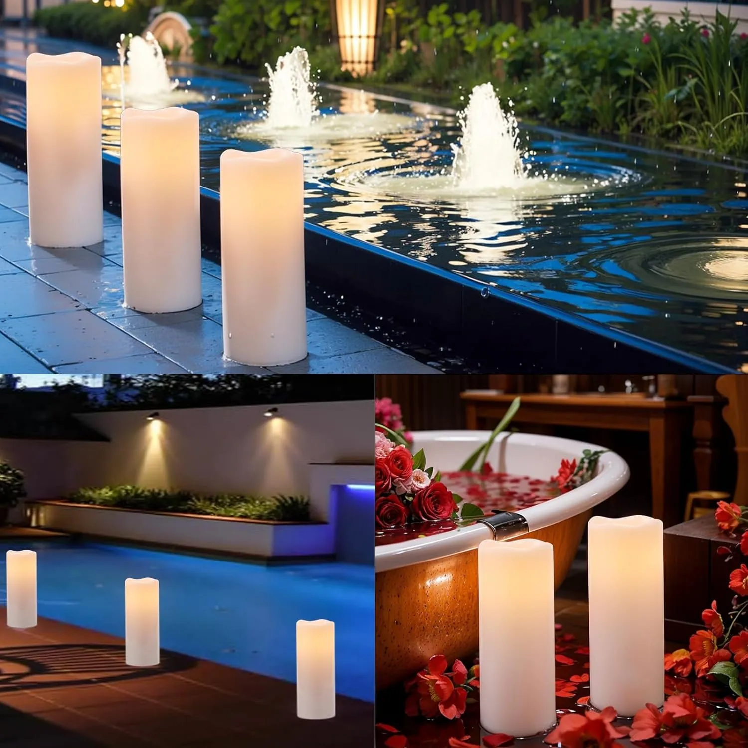GenSwin Waterproof Large Flameless Candles with Remote for Lanterns, 2 Pack 4" x 10" Battery Operated with Timer, LED Pillar Candles Flickering for Indoor Outdoor Lanterns, Long-Lasting for Decor