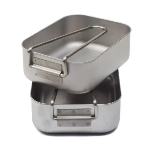 Genuine military style mess kit stainless steel camping outdoor pan 2 pieces NEW