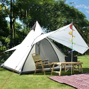 GeRRiT Camping Pyramid Teepee Tent Outdoor Portable Waterproof Double Layers Indian Tipi Tent Family Camping Tent for Outdoor Hiking