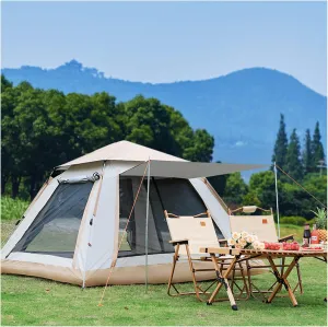 GeRRiT Family Camping Tent 4 People Double Doors and Four Windows,Pop Open in Three Seconds Sports Pod Pop Up Tent Practical Advanced Dome Tent for Camping, Hiking, Mountaineering