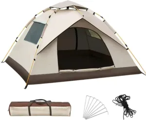 GERRIT Four Seasons Family Outdoor Camping Tent, Popup Tent Waterproof, Sunshade, UV Resistant, Suitable for 3 Or 4 People Camping, Picnic, Fishing (Color : B, Size : 210x200x135cm)