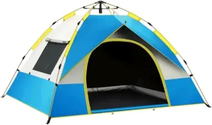 GERRIT Four Seasons Family Outdoor Camping Tent, Popup Tent Waterproof, Sunshade, UV Resistant, Suitable for 3 Or 4 People Camping, Picnic, Fishing (Color : C, Size : 210x200x135cm)