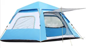 GeRRiT Full Waterproof Holiday Family Tent for 3-4 Persons, Pop Up Tent Waterproof Sun Shade Anti UV for Beach/Hiking/Backpacking/Fishing Instant 4 Season Sun Shelter, Blue