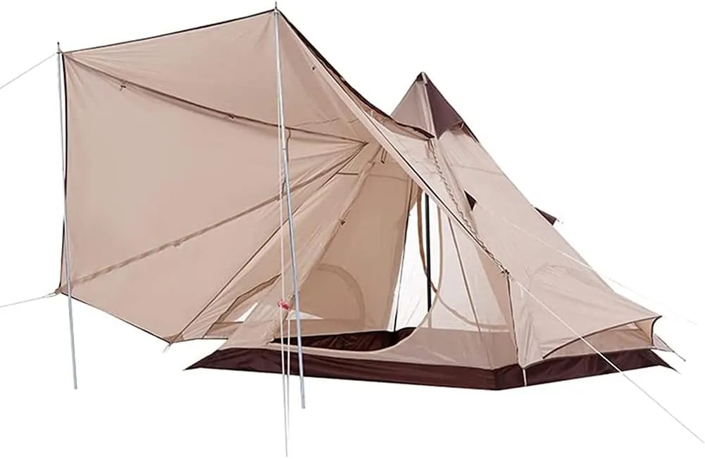 GeRRiT Outdoor Camping Pyramid Tent Double Layers Indian Beach Tent Rainproof Sun Protection Casual Picnic Camping Mongolian Yurt Tent Hiking Shelter