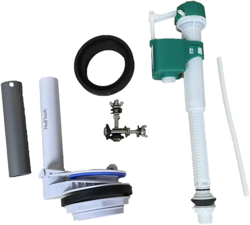 Glacier Bay Toilet Repair Kit for 3 inch Flush Valve for Two Piece Toilet has Adjustable Fill Valve with all the Hardware to install.