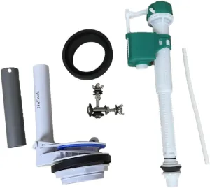 Glacier Bay Toilet Repair Kit for 3 inch Flush Valve for Two Piece Toilet has Adjustable Fill Valve with all the Hardware to install.