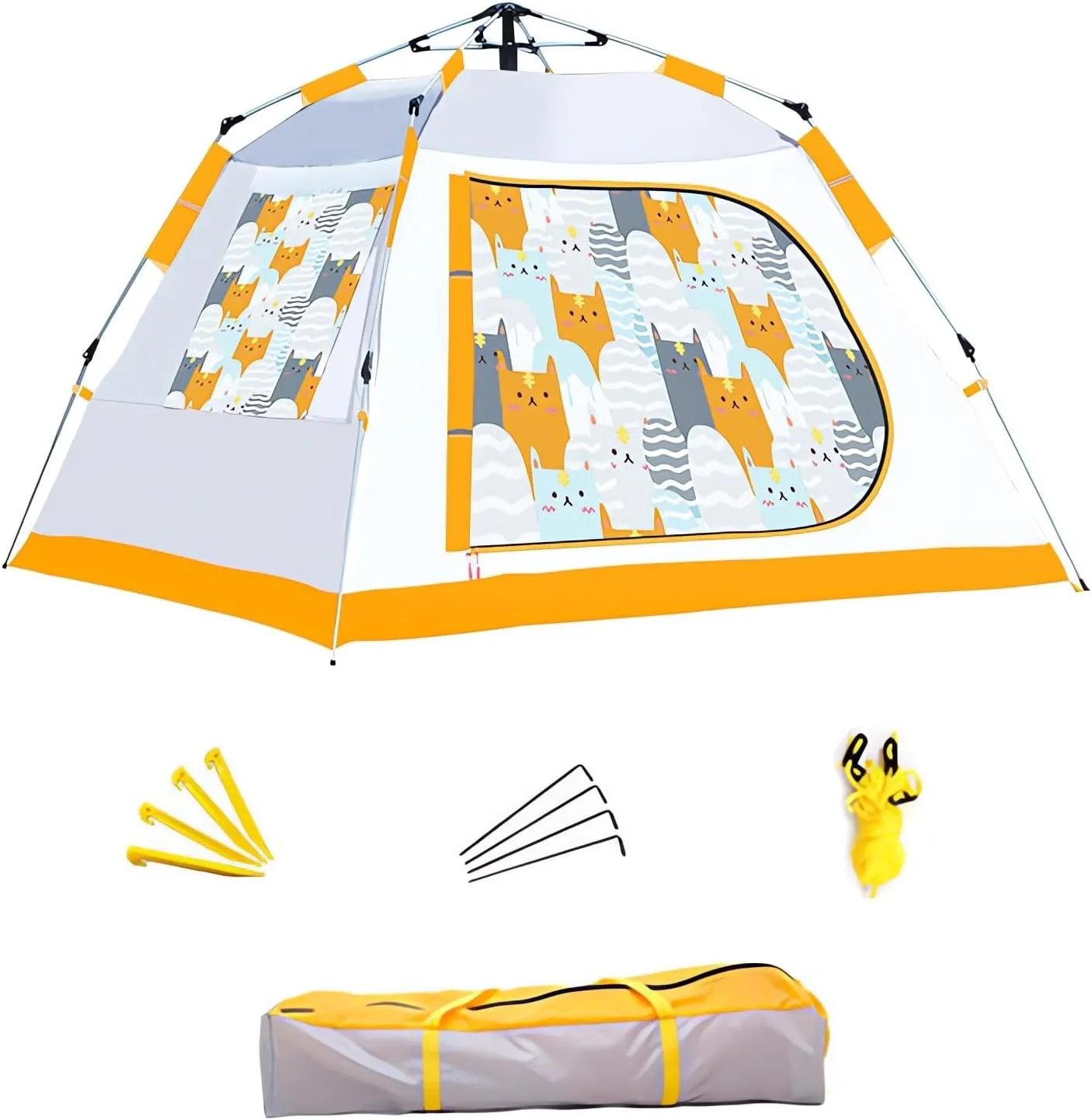 Glamping Tent Instant Tent Pop Up Tent 4 Person Camping Tent with 3 Mesh Window Dome Tents Waterproof Perfect for Family Outing