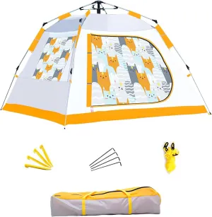 Glamping Tent Instant Tent Pop Up Tent 4 Person Camping Tent with 3 Mesh Window Dome Tents Waterproof Perfect for Family Outing