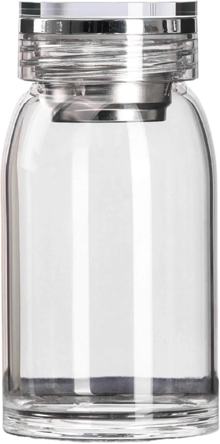 Glass Water Bottle Borosilicate Glass Water Bottle 15oz Heat-Resistant Clear Leakproof Wide Mouth Tea Infuser Bottle with Sleeve for Beverage Juices Tea