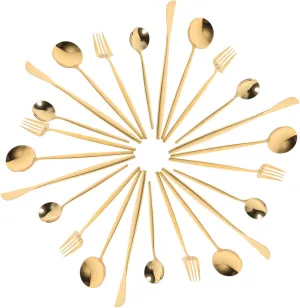 GLEAVI 1 Set Stainless Steel Cutlery Kit Dinnerware Set for Home Camping and Picnics Includes Forks Spoons and Knives Tableware with Design