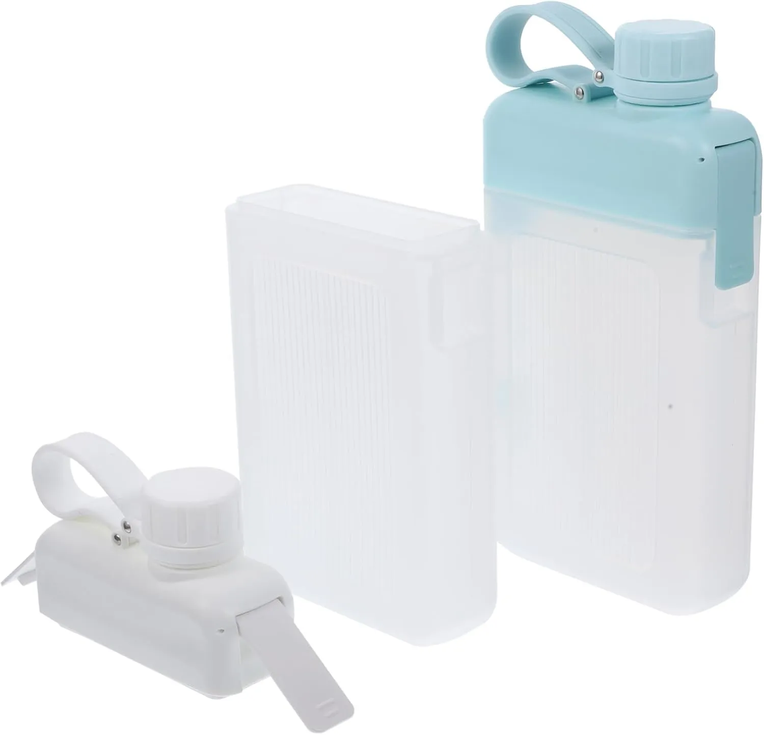 GLEAVI 2Pcs Portable Water Bottle Leakproof Flat Travel Containers for Outdoor Activities Lightweight Easy to Clean for Camping Fitness Daily Hydration