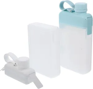 GLEAVI 2Pcs Portable Water Bottle Leakproof Flat Travel Containers for Outdoor Activities Lightweight Easy to Clean for Camping Fitness Daily Hydration