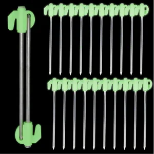 Glow in The Dark 22pcs Tent Stakes, 8 inch Heavy Duty Tent Stakes, Galvanized Non-Rust Forged Steel Tent Pegs Ground Stakes Canopy Stakes for Camping, Garden, Canopies, Inflatables, Outdoor