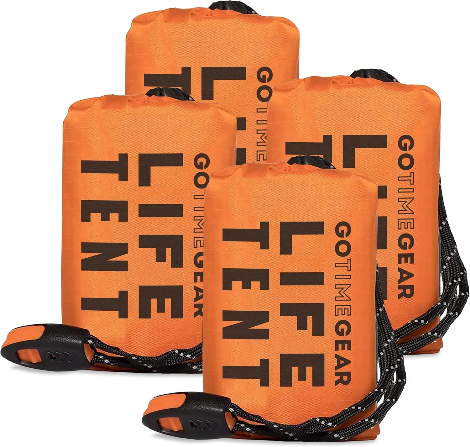 Go Time Gear Survival Life Tent • 2 Person Mylar Emergency Shelter Tube Tent   Paracord • All-Weather Protection for Camping, Hiking, & Survival Kits • Includes Emergency Whistle