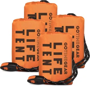 Go Time Gear Survival Life Tent • 2 Person Mylar Emergency Shelter Tube Tent   Paracord • All-Weather Protection for Camping, Hiking, & Survival Kits • Includes Emergency Whistle