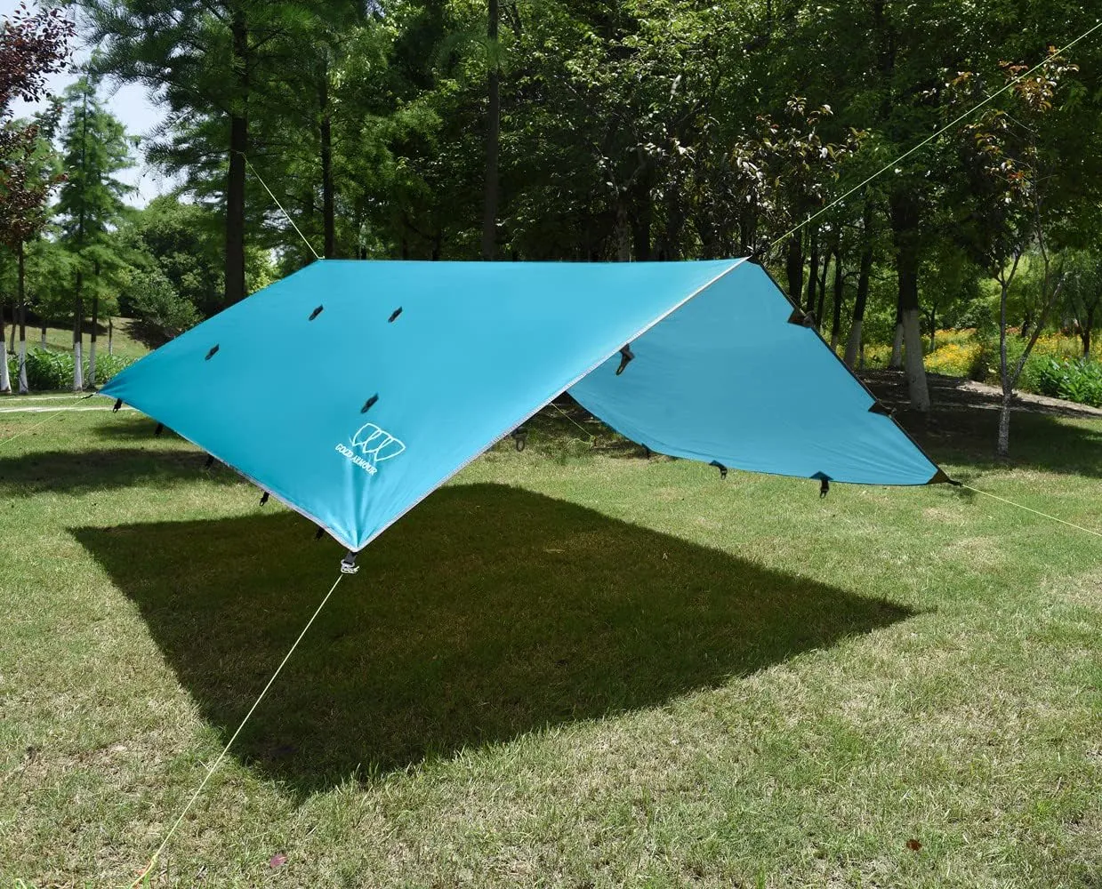 Gold Armour Rainfly Tarp Hammock, Premium 14.7ft/12ft/10ft/8ft Rain Fly Cover, Waterproof Ultralight Camping Shelter Canopy, Survival Equipment Gear Camping Tent Accessories (Sky Blue 14.7ft x 12ft)