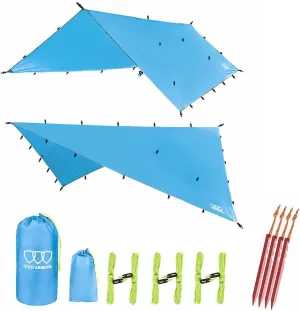 Gold Armour Rainfly Tarp Hammock, Premium 14.7ft/12ft/10ft/8ft Rain Fly Cover, Waterproof Ultralight Camping Shelter Canopy, Survival Equipment Gear Camping Tent Accessories (Sky Blue 14.7ft x 12ft)