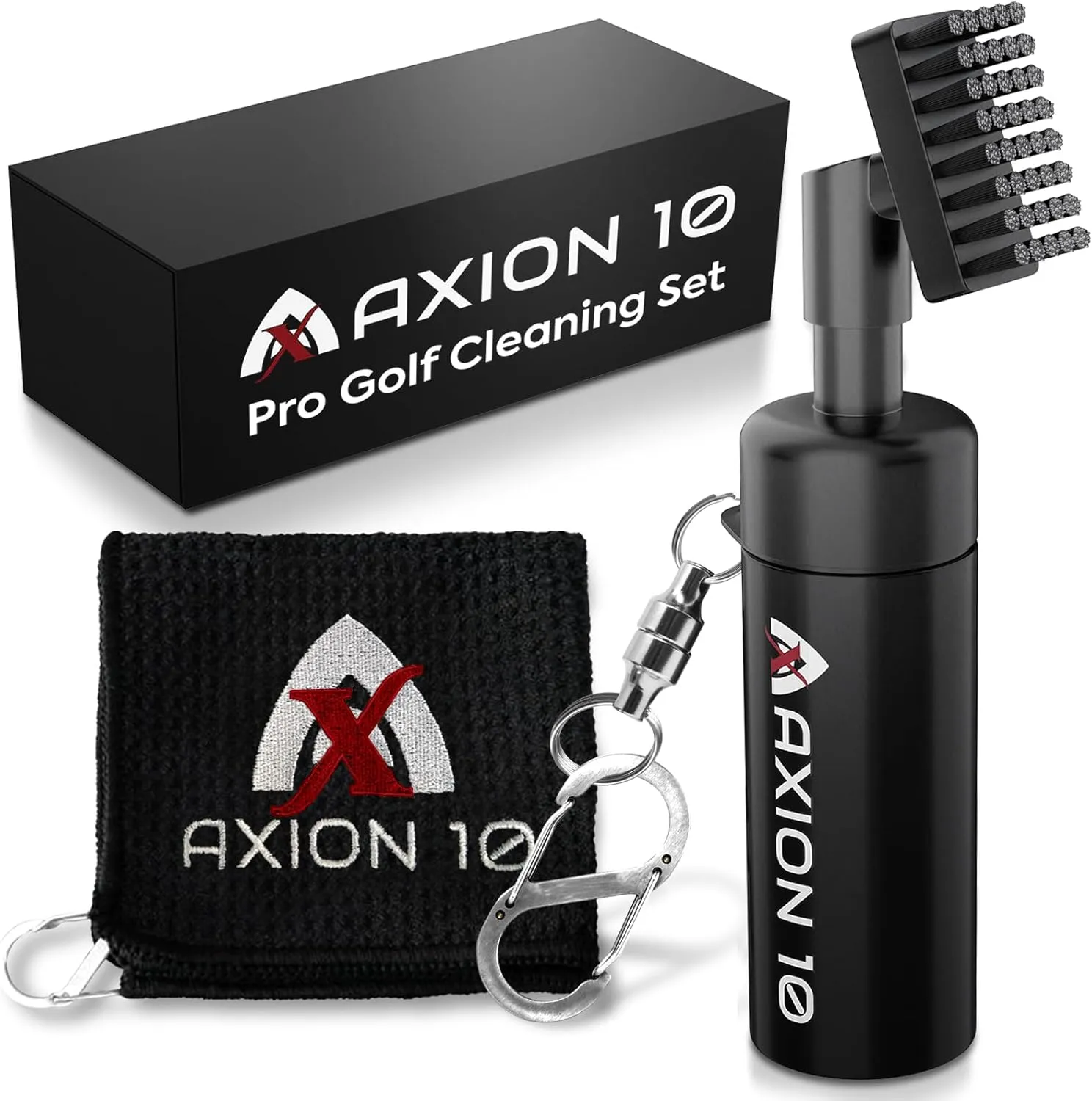 Golf Club Brush with Leak Proof Water Spray, Magnetic Clip & Microfiber Golf Towel – Golf Groove Cleaner for Clubs, Grips & Balls – Premium Golf Accessories & Gifts for men and golf gifts for women