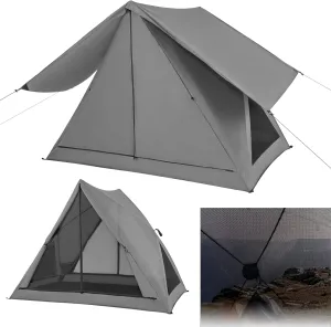 Goplus Pop-up Camping Tent 2-3 Person, 360° One-Way See-Through Family Tent, Waterproof Windproof 4-Season Shelter Tent w/Carry Bag, Rainfly, Easy Setup Portable Tent for Backpacking Hiking Outdoor