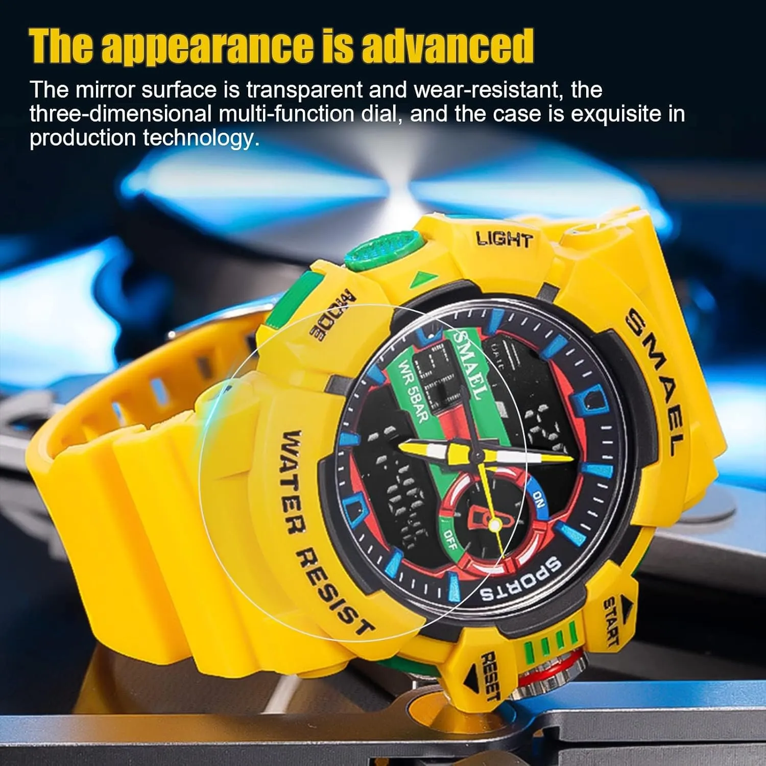 Gosasa Men's Large Face Outdoor Sports Watches Military S-Shock Watch Waterproof, Backlight, Alarm, Stopwatch Features - Rugged Wristwatch for Training, Hiking, and Adventure