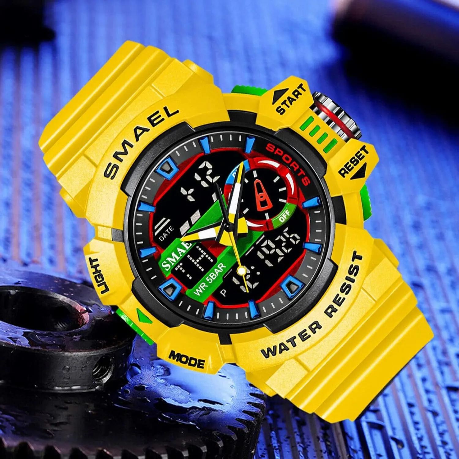 Gosasa Men's Large Face Outdoor Sports Watches Military S-Shock Watch Waterproof, Backlight, Alarm, Stopwatch Features - Rugged Wristwatch for Training, Hiking, and Adventure