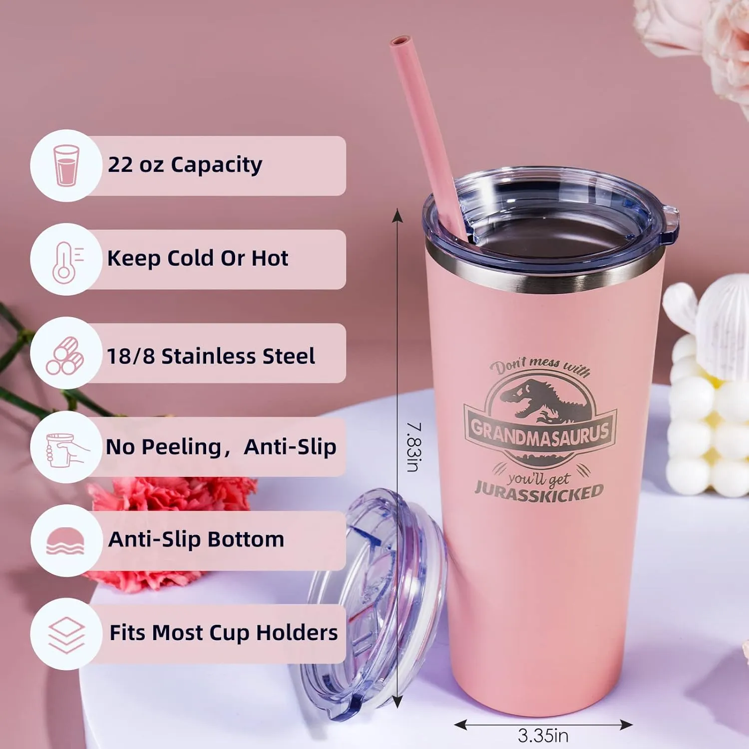 Grandma gifts-Mothers Day Gifts From Granddaughter, Grandson, Grandkids,Funny Best Birthday Gifts Ideas for Nana,New Grandma,Grandparents,Stainless Steel Tumbler 22OZ