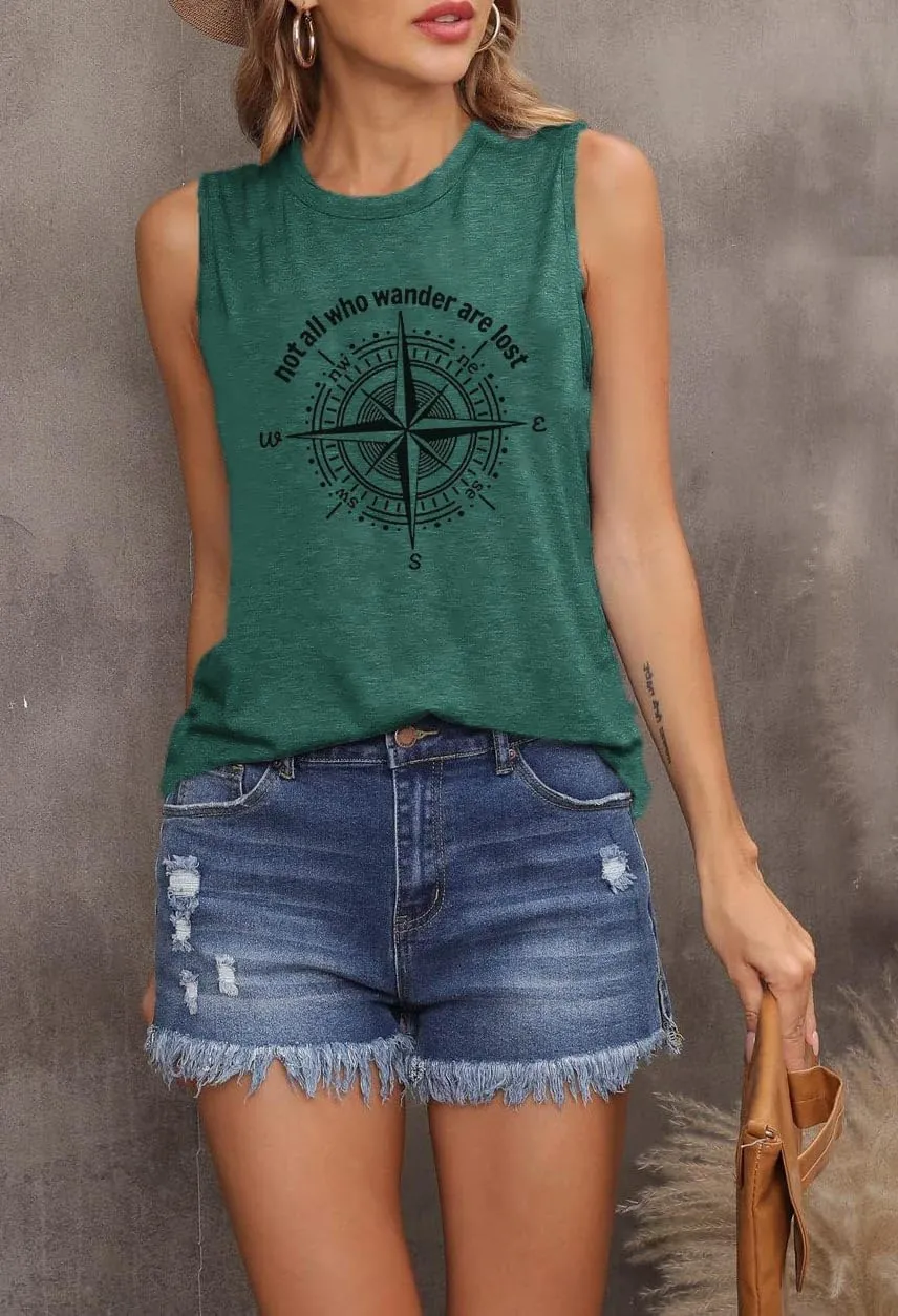 Graphic T-Shirts for Women Hiking Camping Trip Compass Printed Vintage Summer Casual Tees Holiday Workout Tops
