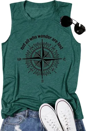 Graphic T-Shirts for Women Hiking Camping Trip Compass Printed Vintage Summer Casual Tees Holiday Workout Tops